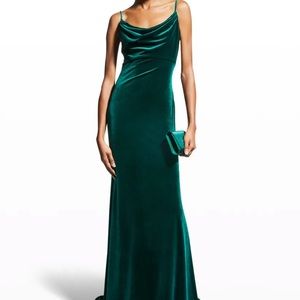 Drape-Neck Cowl-Back Velvet Gown